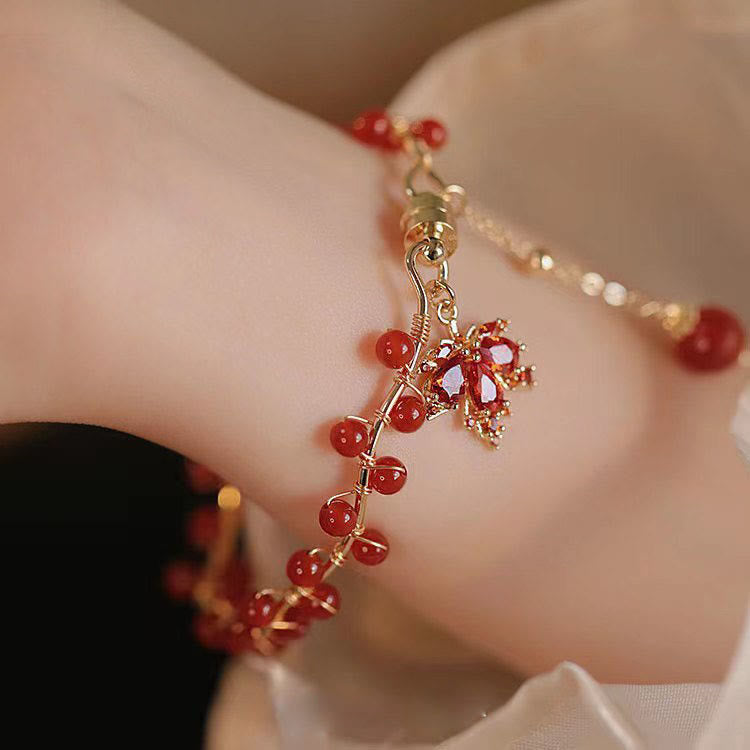 Wear FengShui Red Maple Leaf Luck Charm Bracelet
