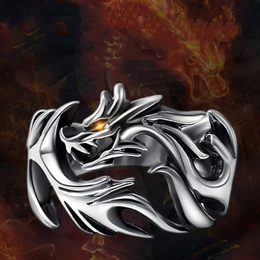 Wear FengShui Dragon Pattern Protection Strength Adjustable Ring