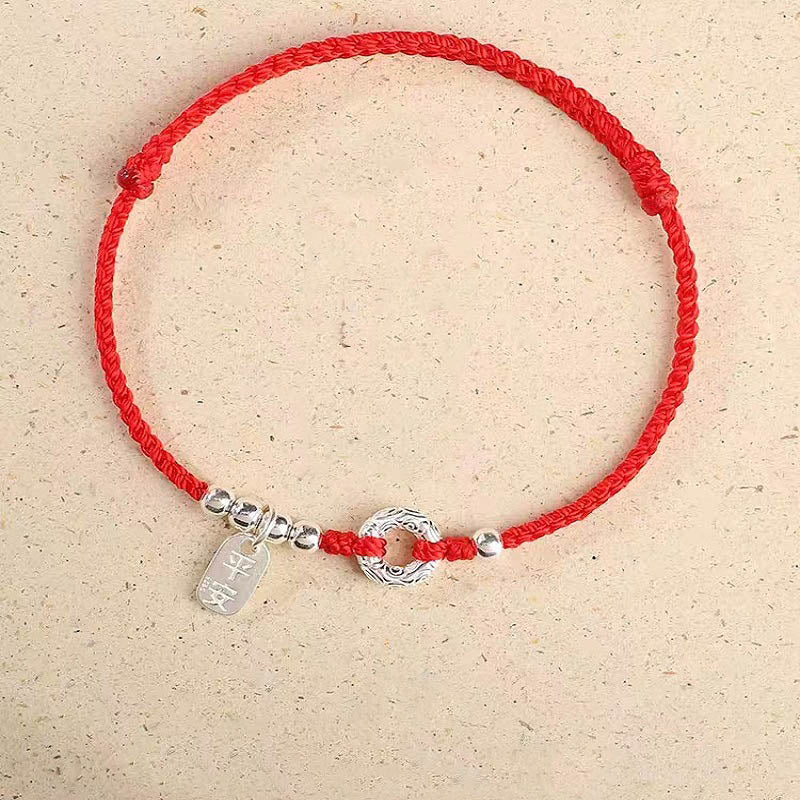 Wear FengShui 925 Sterling Silver Auspicious Clouds Peace Buckle Safe And Sound Bracelet Anklet
