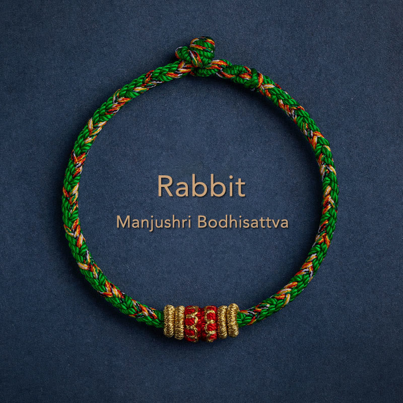 Wear FengShui Tibet Handmade Chinese Zodiac Natal Buddha Luck Strength Braided String Bracelet