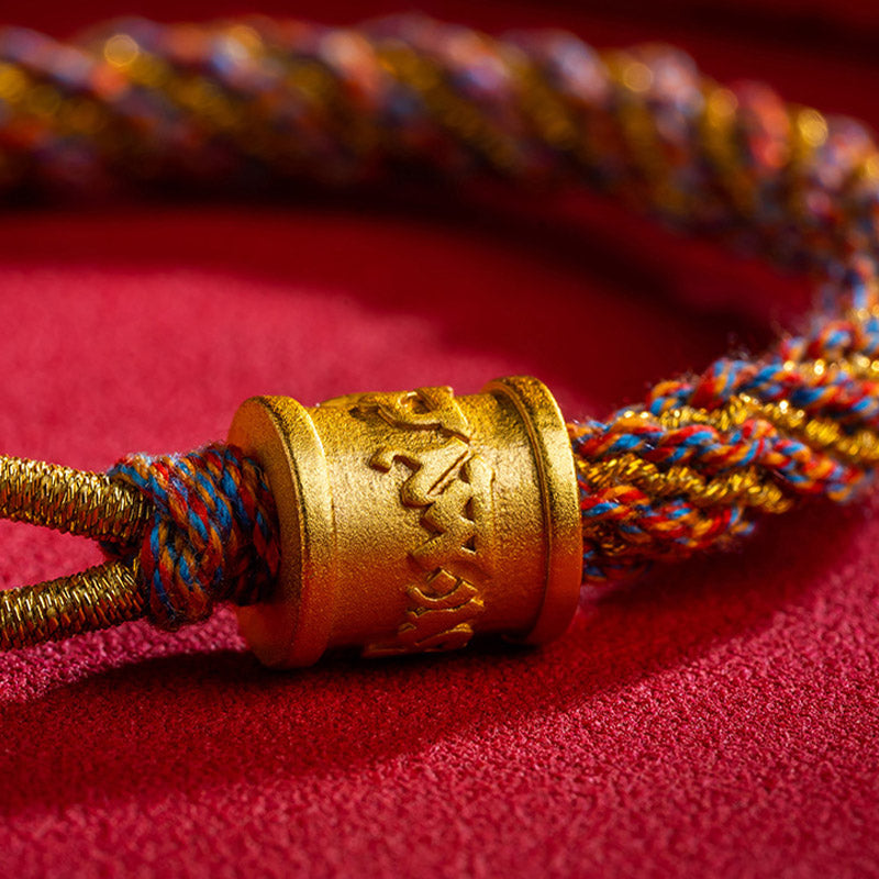 Wear FengShui Handmade Multicolored Tibetan Om Mani Padme Hum Ruyi Auspicious Charm Braided Bracelet