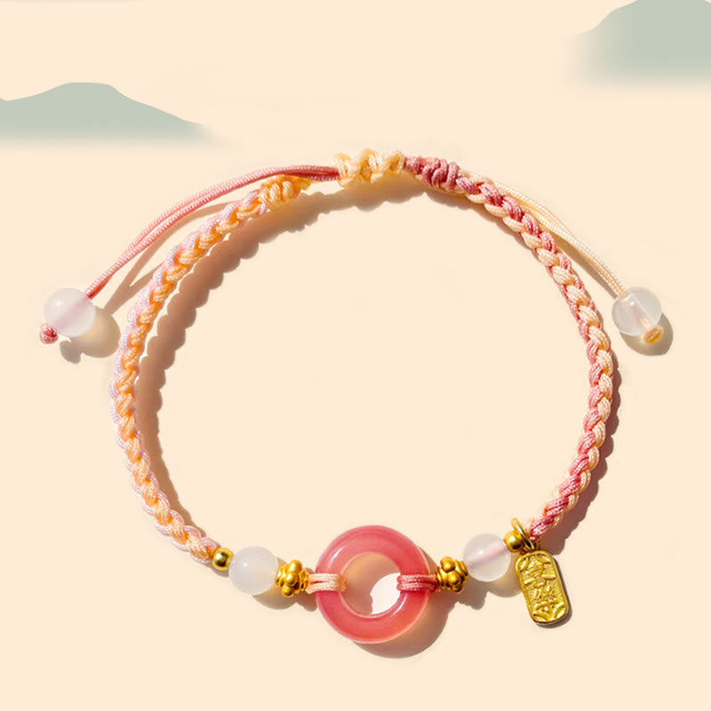 Wear FengShui Peace And Joy Agate Peace Buckle Auspicious Handmade Braided Bracelet