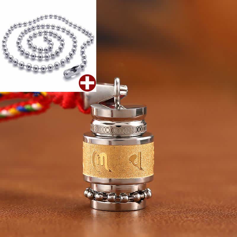 Wear FengShui Tibet Om Mani Padme Hum Shurangama Mantra Titanium Steel Wisdom Amulet Necklace Pendant