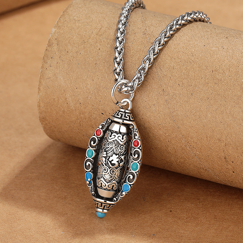 Wear FengShui Tibetan Om Mani Padme Hum Purity Rotatable Necklace Pendant