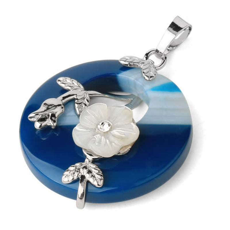 Wear FengShui Various Crystal Amethyst Green Aventurine Flower Healing Necklace Pendant