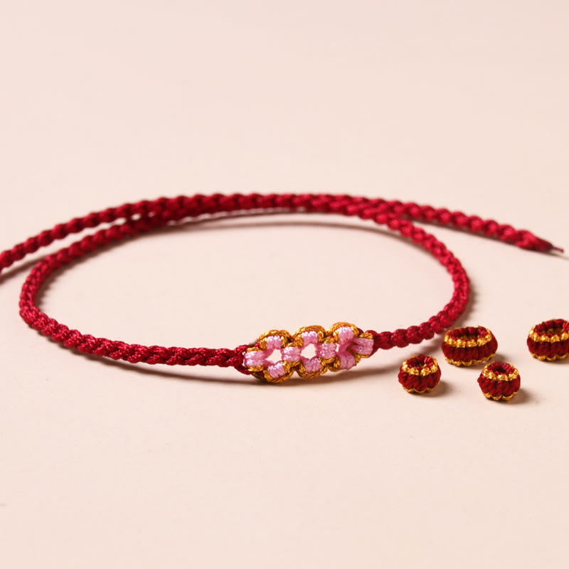 Wear FengShui Handmade Peach Blossom Protection Braided Rope Bracelet