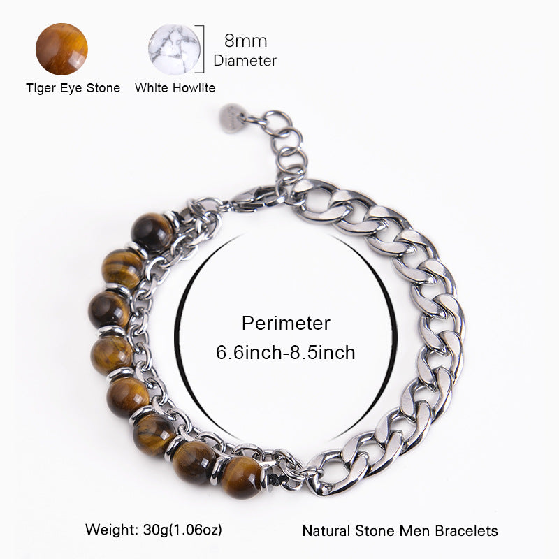 Wear FengShui Tiger Eye Picasso Jasper Frosted Stone Strength Bracelet