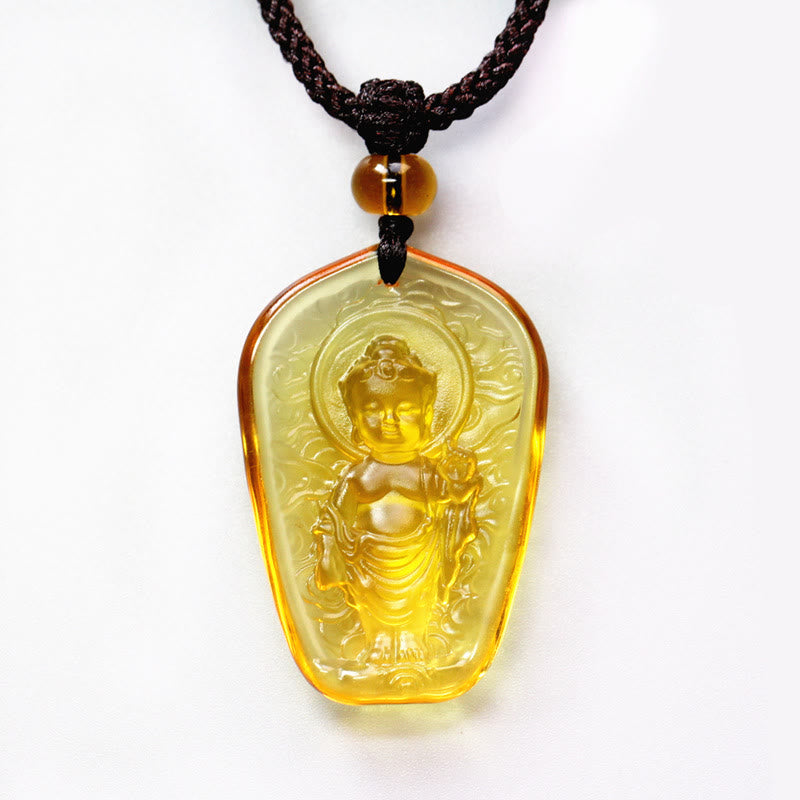 Wear FengShui Tibetan Buddha Liuli Crystal Serenity Necklace Pendant
