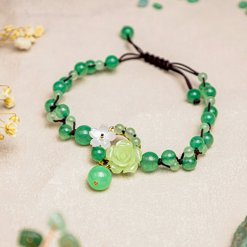 Wear FengShui Financial Success Jade Braided Weave Prosperity Abundance Anklet