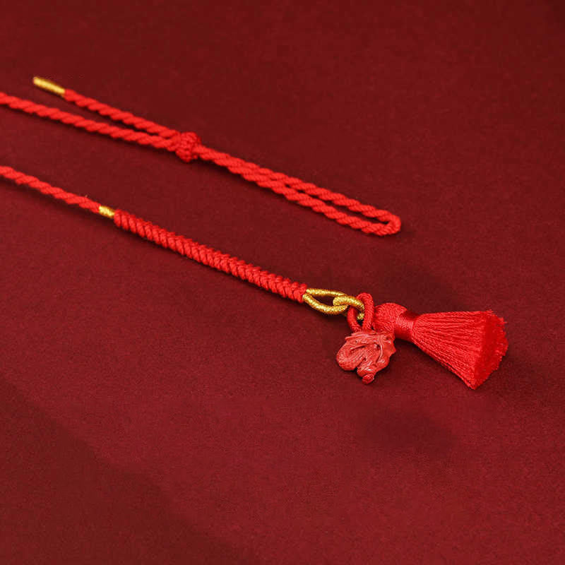 Wear FengShui Natural Cinnabar Dragon Blessing Red String Belly Chain