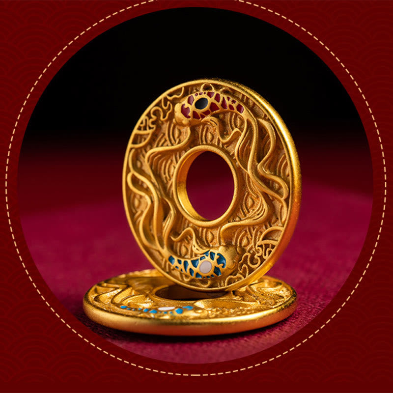 Wear FengShui Double Koi Fish Peace Buckle Wealth Luck Key Chain