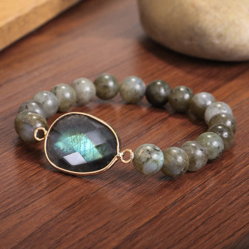 Wear FengShui Natural Labradorite Moonstone Support Healing Beaded Bracelet