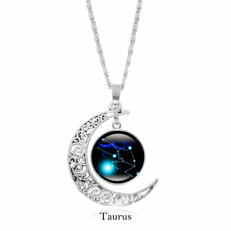 Wear FengShui 12 Constellations of the Zodiac Moon Protection Necklace Chain Pendant