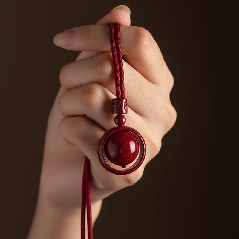 Wear FengShui Cinnabar Om Mani Padme Hum PiXiu Blessing Lucky Bead Necklace Pendant