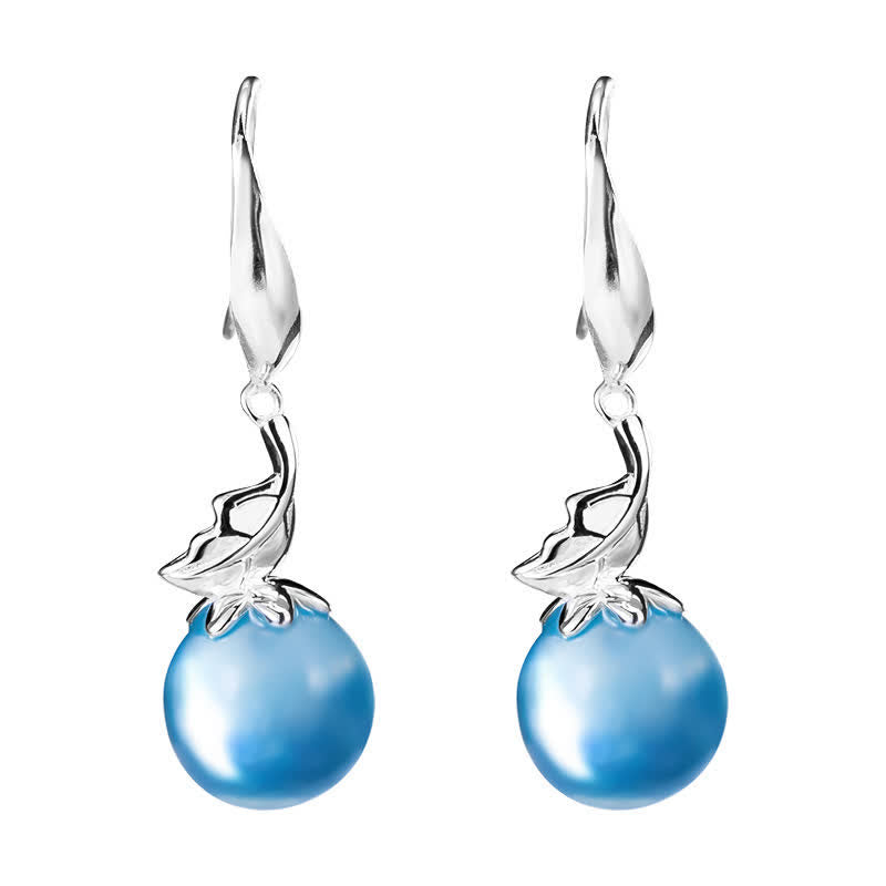 Wear FengShui 925 Sterling Silver Natural Aquamarine Leaf Flower Peace Earrings Necklace