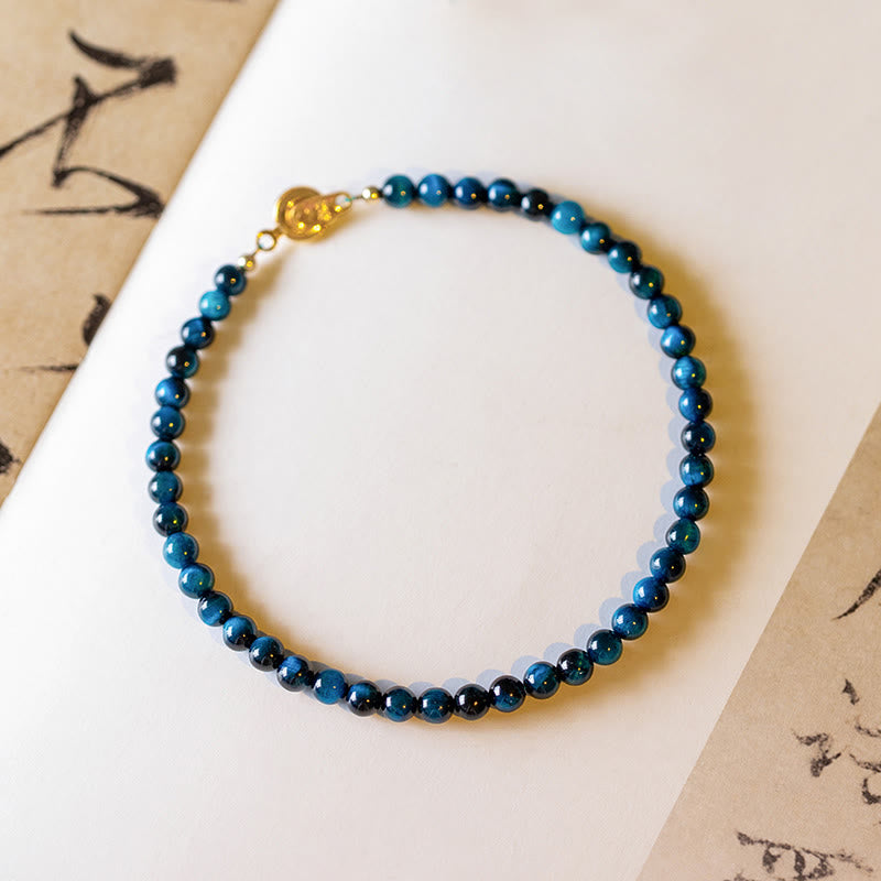Wear FengShui Natural Blue Tiger Eye Stone Protection Chain Bracelet