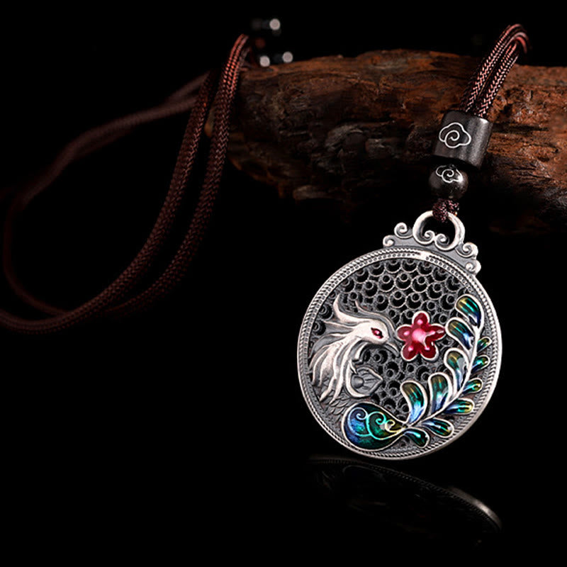 Wear FengShui 990 Sterling Silver Phoenix Luck Protection Necklace Pendant