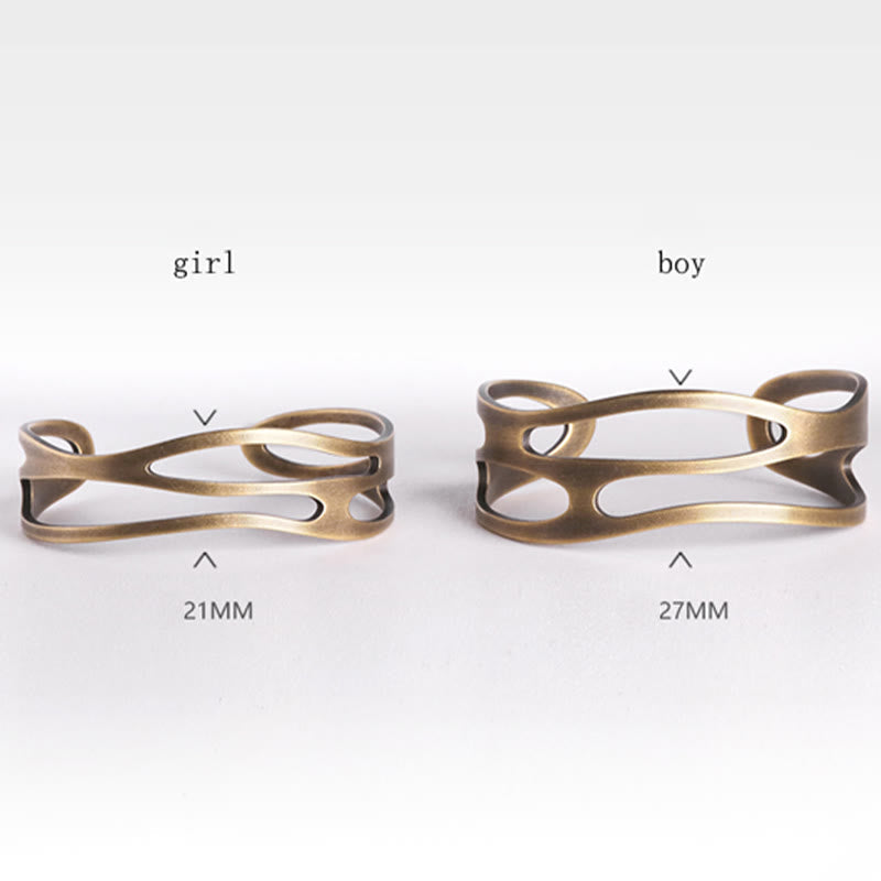 Wear FengShui Vintage Curved Copper Brass Wealth Adjustable Cuff Bracelet Bangle