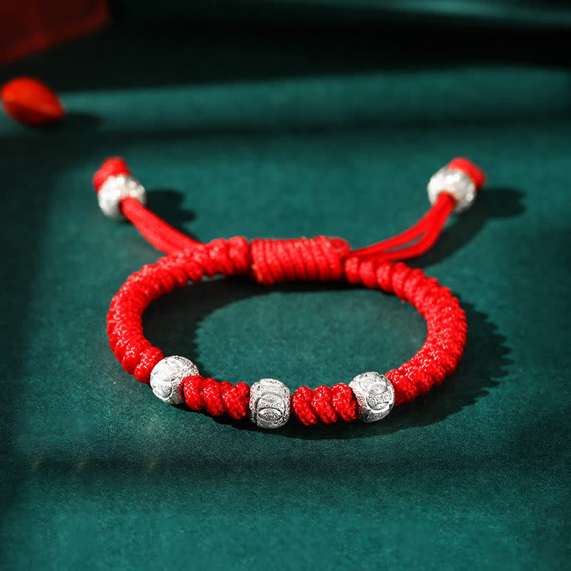 Wear FengShui 925 Sterling Silver King Kong Knot Multicolored Red String Strength Handmade Braided Kids Child Bracelet