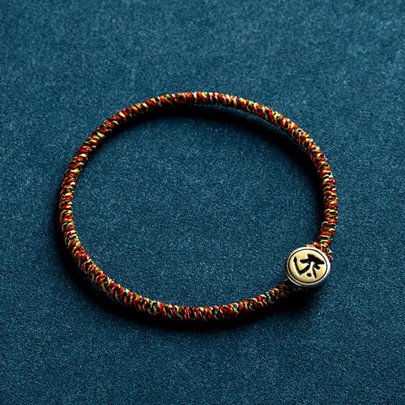 Wear FengShui Handmade 925 Sterling Silver Chinese Zodiac Natal Buddha Protection Colorful Rope Bracelet