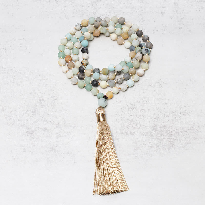 Wear FengShui 108 Amazonite Beads Tassel Mala Bracelet
