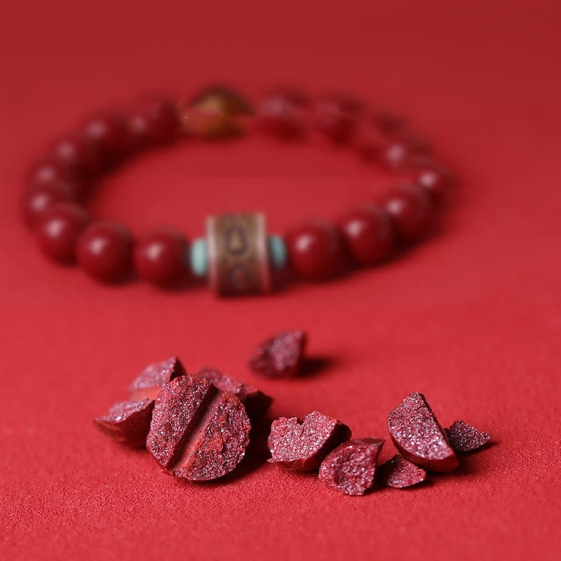Wear FengShui 925 Sterling Silver Chinese Zodiac Natal Buddha Cinnabar Om Mani Padme Hum Calm Bracelet