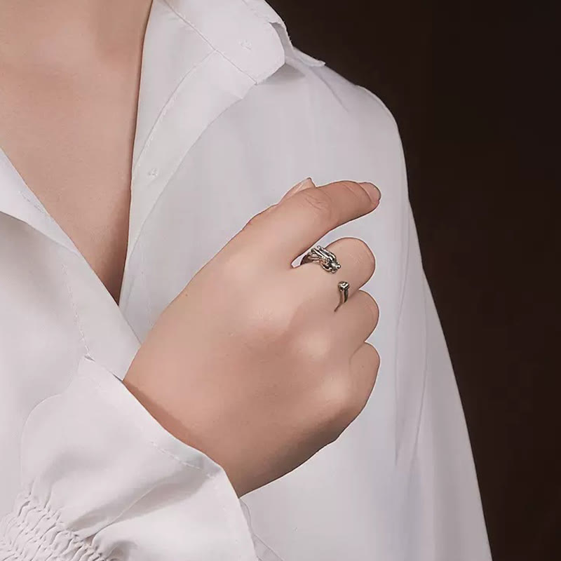 Wear FengShui Vintage Dragon Design Success Strength Adjustable Ring