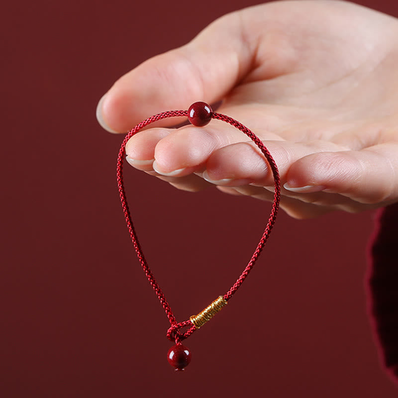 Wear FengShui Natural Cinnabar Red Agate Blessing Red String Bracelet