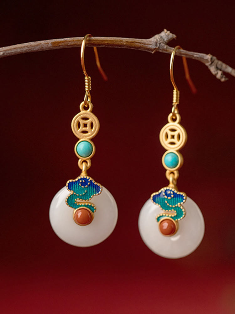 Wear FengShui Jade Copper Coins Auspicious Clouds Prosperity Necklace Pendant Bracelet Ring Earrings