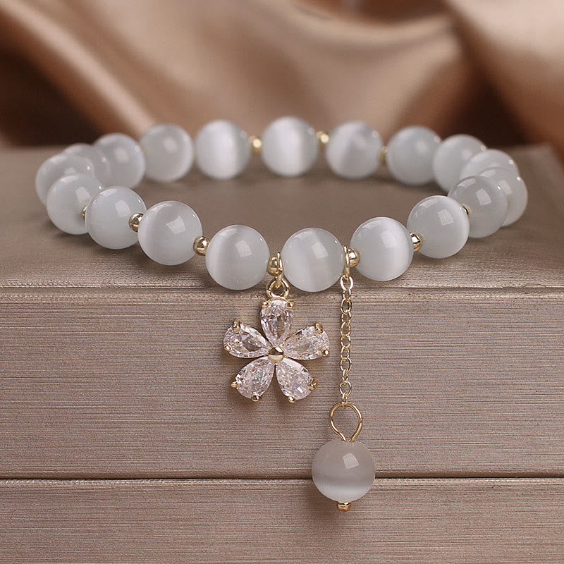 Wear FengShui Cat's Eye Flower Charm Peace Support Bracelet