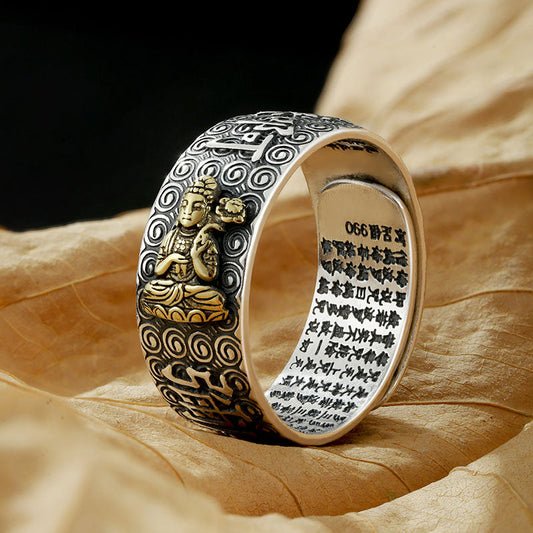 Wear FengShui Chinese Zodiac Natal Buddha Wealth Luck Adjustable Ring