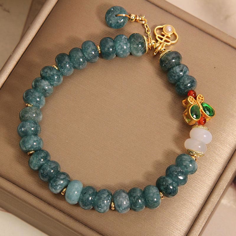 Wear FengShui Jade White Agate Butterfly Abacus Beads Abundance Bracelet
