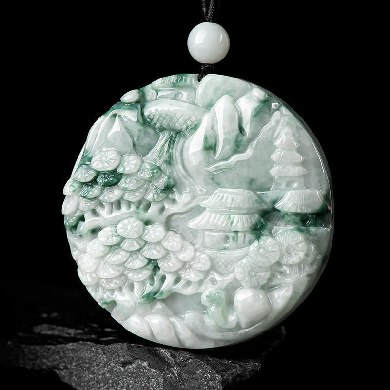 Wear FengShui Mountain Landscape Jade Abundance String Necklace