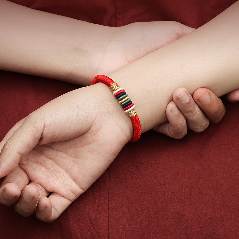 Wear FengShui Tibetan Handmade Colorful King Kong Knot Five Elements Luck Braid String Bracelet