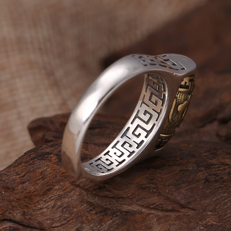 Wear FengShui Tibet Om Mani Padme Hum Carved Design Purity Rotatable Ring