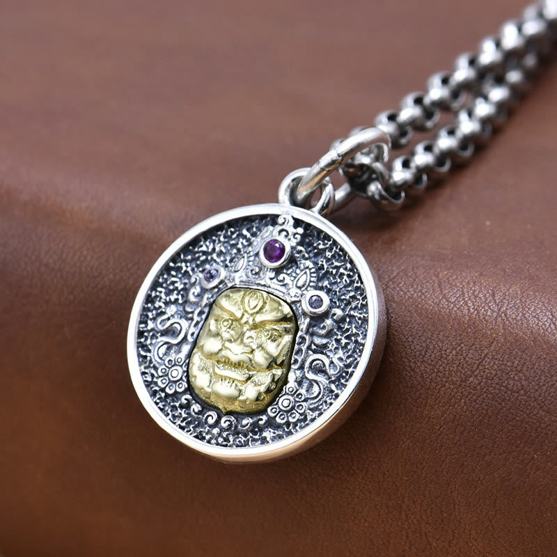 Wear FengShui 925 Sterling Silver Zakiram Goddess of Wealth Dorje Vajra Spiritual Necklace Pendant