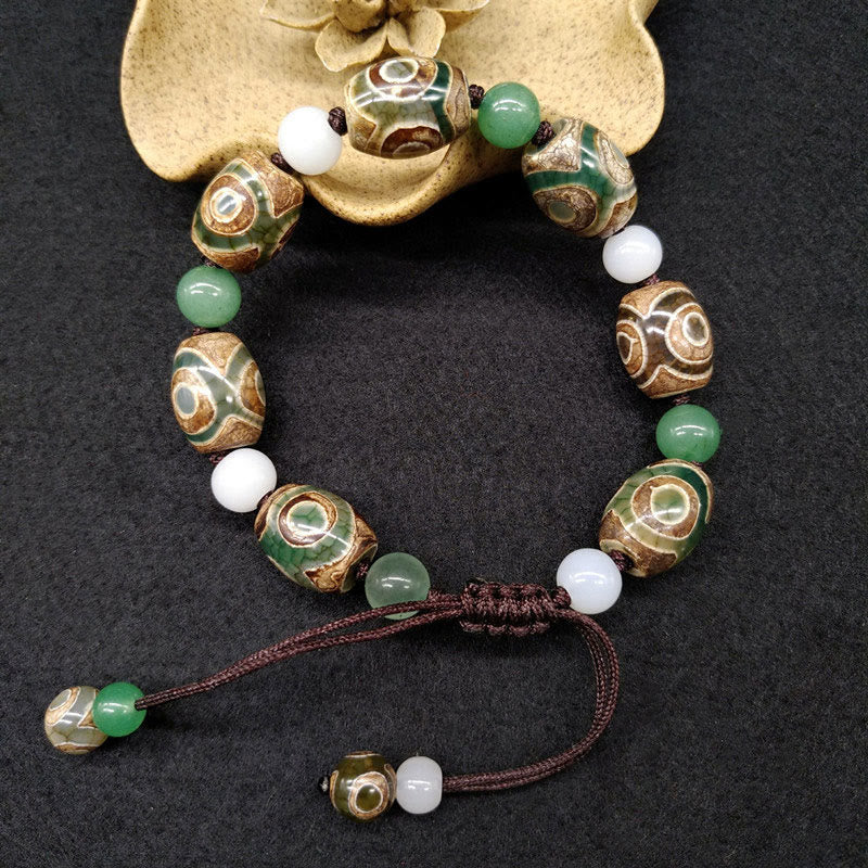 Wear FengShui Tibetan Three-eyed Dzi Bead Luck Protection Braided Bracelet