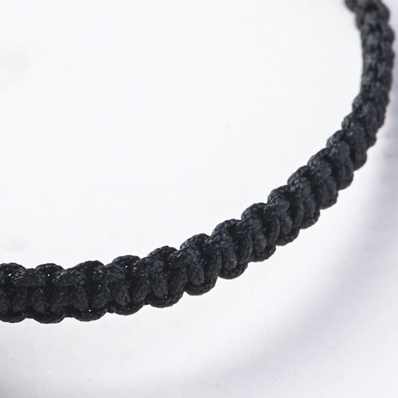 Wear FengShui Small Leaf Red Sandalwood Ebony Wood Cute Cat Head Calm Protection Braided Bracelet