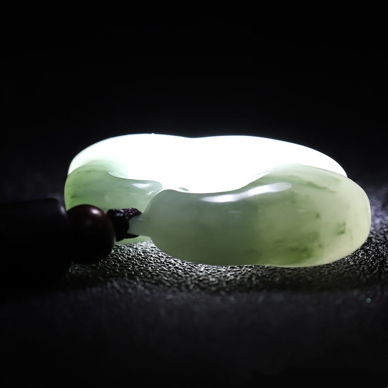Wear FengShui Tianshan Jade Golden Silk Jade Chinese Lock Charm Abundance Necklace Pendant