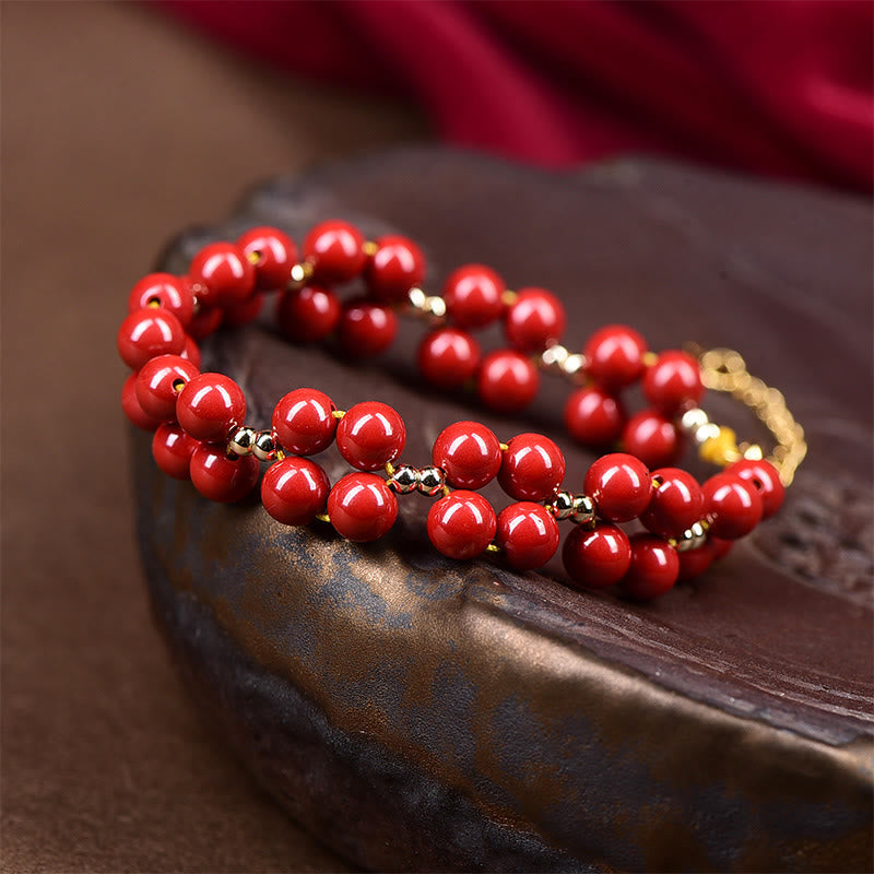 Wear FengShui Natural Cinnabar Beaded Blessing Bracelet
