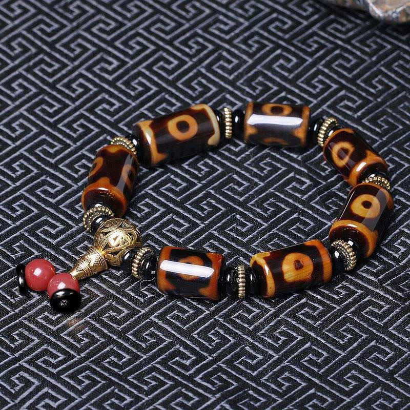 Wear FengShui Tibetan Nine-Eye Dzi Bead Fortune Charm Bracelet