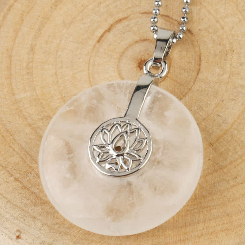 Wear FengShui Various Crystal Amethyst Pink Crystal Lotus Healing Necklace Pendant