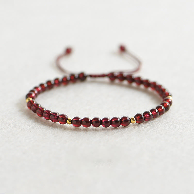 Wear FengShui Natural Garnet Golden Beads Stability Bracelet