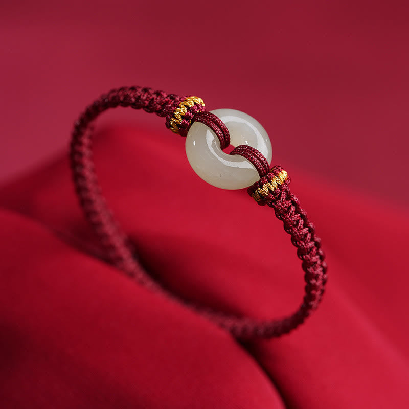 Wear FengShui Peace Buckle Jade Abundance Braided Bracelet