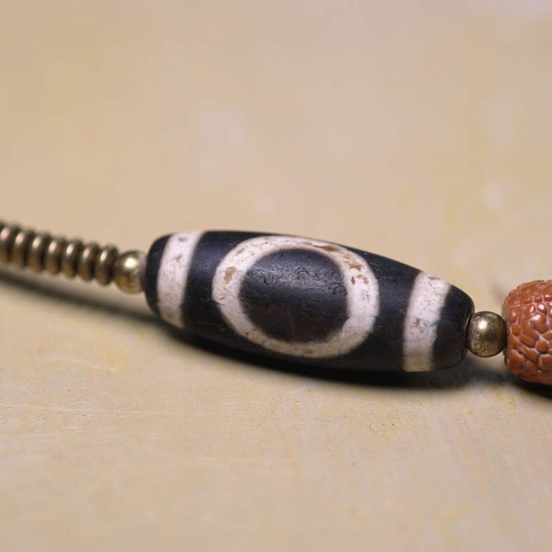 Wear FengShui 108 Mala Rudraksha Beads Bodhi Seed Dzi Bead Luck Auspiciousness Tassel Bracelet