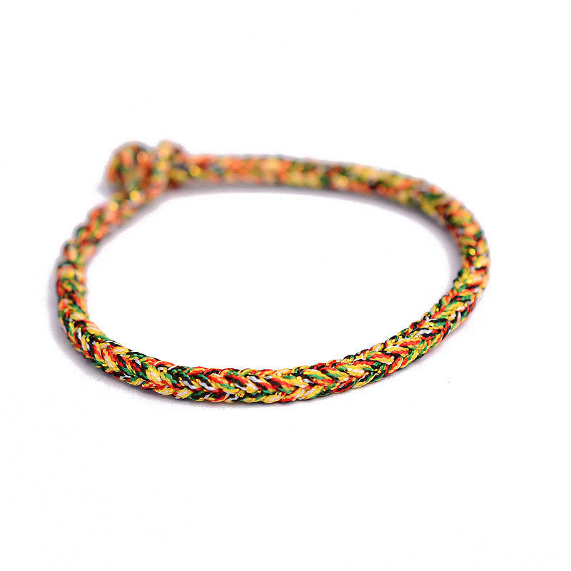 Wear FengShui Tibetan Handmade Eight Thread Peace Knot Protection Braided String Bracelet