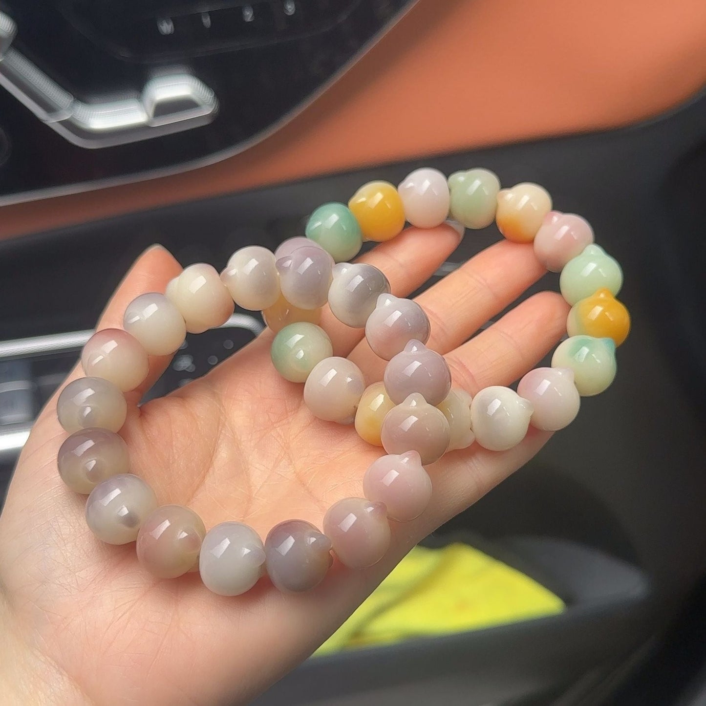 New Glassy Pink-Purple Cat Head Bodhi Bracelet