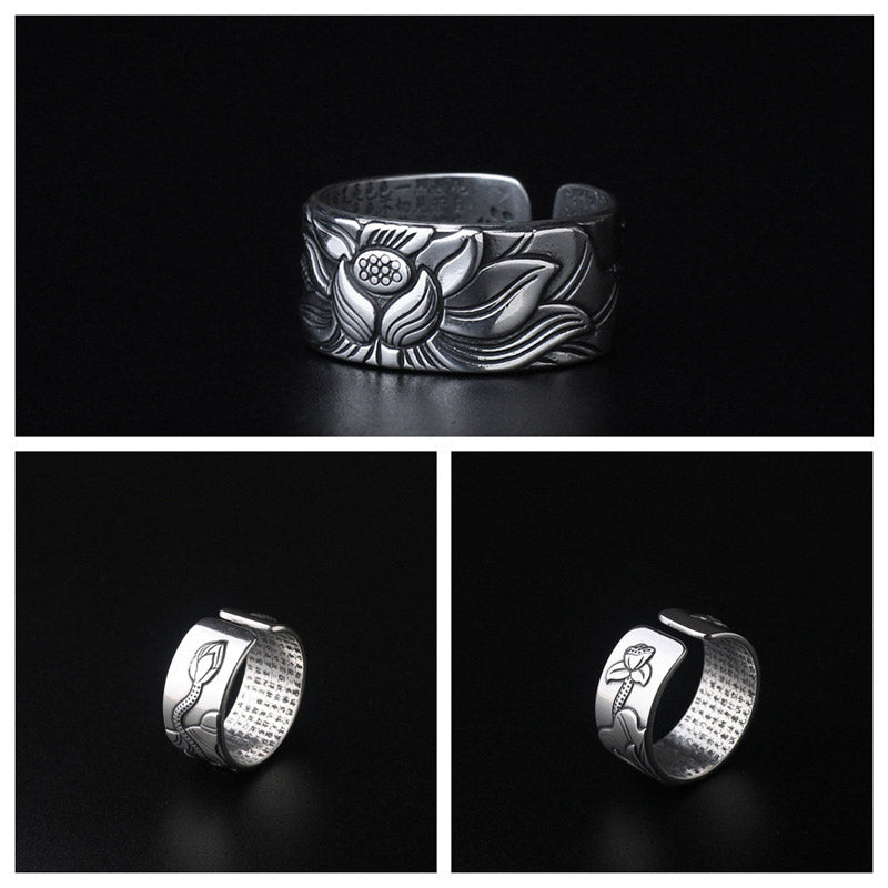 Wear FengShui Tibetan Lotus White Copper Enlightenment Ring