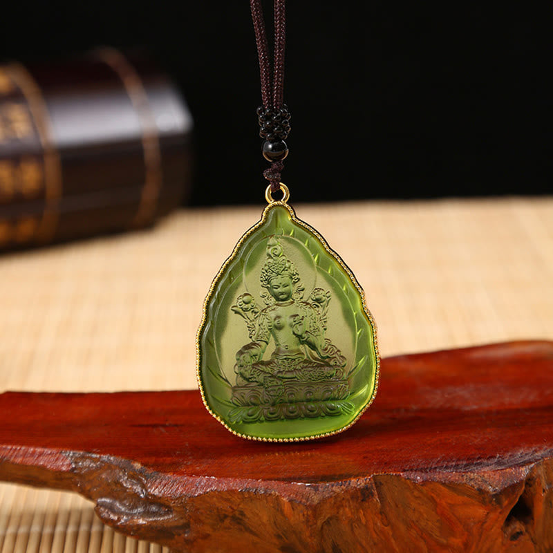 Wear FengShui Tibetan Buddha Liuli Crystal Serenity Necklace Pendant