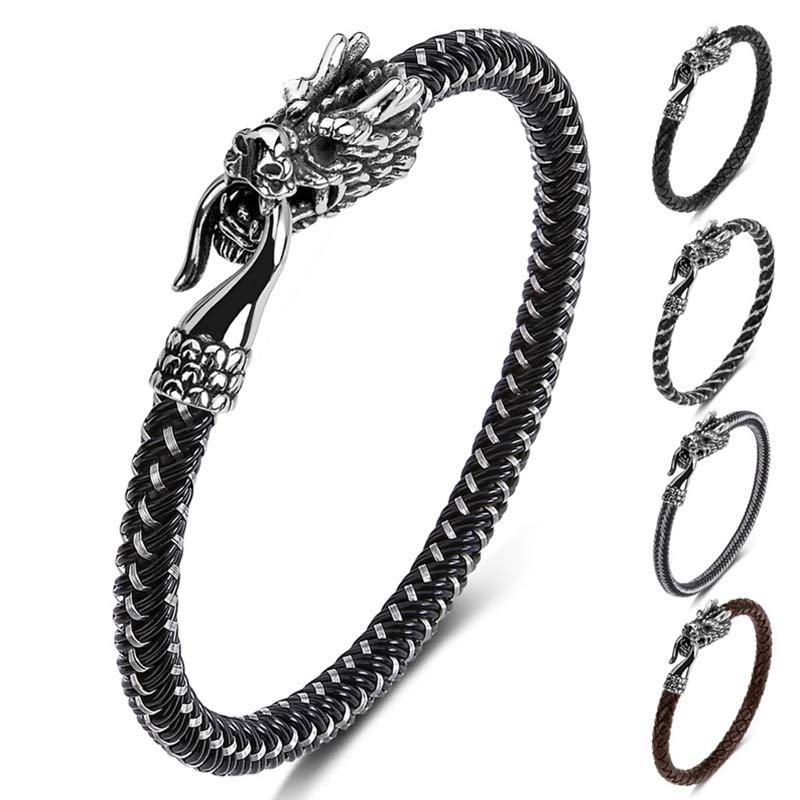 Wear FengShui Dragon Titanium Steel Protection Luck Bracelet